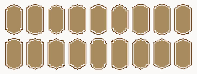 Wall Mural - Set collection of frames arabic style. Arabian arch windows. Islamic frames. Blank frame and label. Vector illustration 