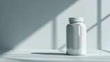 Fototapeta  - blank supplement bottle pill container product mockup on neutral background 