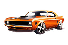 Orange Classic Muscle Car