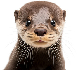 Wall Mural - Portrait of otter isolated on transparent background. PNG