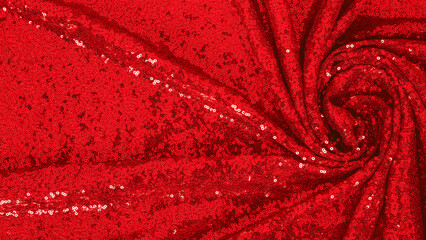 Wall Mural - Background Sequin. Holiday Abstract glitter Background .Fabric sequins in bright red colors. Fashion Fabric glitter, Sequins. Shiny surface. Banner