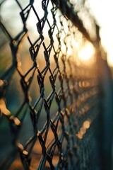 Poster - A detailed view of a chain link fence, perfect for illustrating security or boundaries