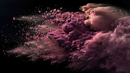 Poster - A dynamic image capturing a cloud of pink powder flying through the air. Ideal for adding a vibrant touch to your creative projects