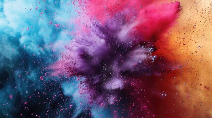Poster - A vibrant powder cloud consisting of red and blue colors. Perfect for adding a burst of color and energy to any project or event