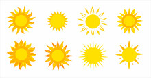 Set Of Sun Vector On A White Background