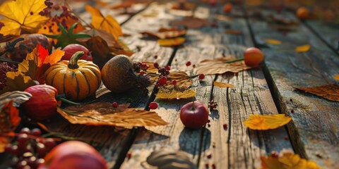 Poster - A variety of fresh fruits displayed on a wooden table. Perfect for healthy eating concepts or food-related designs