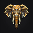 elephant head icon made oflines and facets isometric 3d. Isolated on black background 