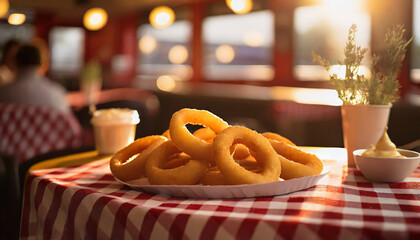 Wall Mural - Crispy Onion Rings: Delicious and Unhealthy American Snack