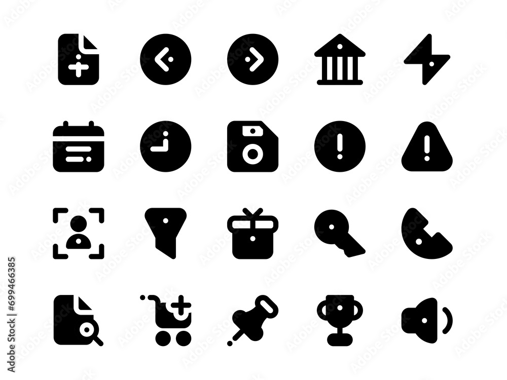 Filled Style User Interface Icon Pack. Collection of Essential Icon ...