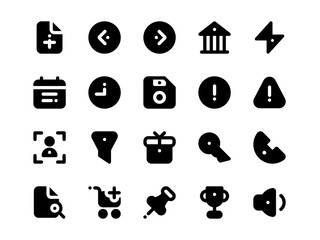 Poster - Filled Style User Interface Icon Pack. Collection of Essential Icon Sets, Perfect for Websites, Landing Pages, Mobile Apps, Presentations and for UI UX Needs.