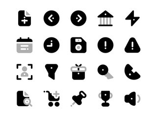 Poster - Monochrome Style User Interface Icon Pack. Collection of Essential Icon Sets, Perfect for Websites, Landing Pages, Mobile Apps, Presentations and for UI UX Needs.