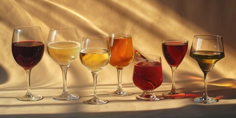 Poster - A group of wine glasses sitting next to each other. Perfect for any occasion or event where wine is served