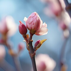 Sticker - A close up of a pink flower bud. Generative AI.