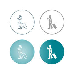 Sticker - Walking with Luggage Vector Icon