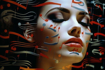 Poster - An imaginative portrayal of emotions as musical notes, symbolizing the symphony of human feelings.