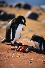 Poster - A photograph of a male Ad√©lie penguin offering a stone to a potential mate as part of a courtship ritual, illustrating the quirky and endearing behaviors exhibited by these birds.