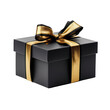 © Mirador - Black Gift Box with Golden Ribbon isolated on White Background