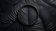 A close-up of a leaf with a gold frame, showcasing dark yet detailed digital art in digital matte black paper art style