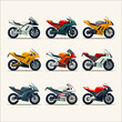 set of a motorcycle vector