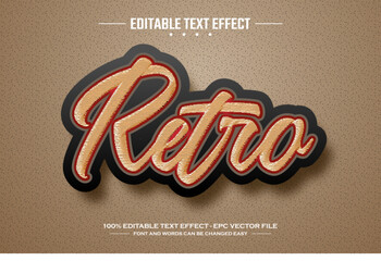 Wall Mural - Retro 3D editable text effect template