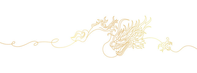 Wall Mural - chinese new year dragon line art style vector eps 10