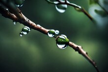 Dew Drops On A Branch