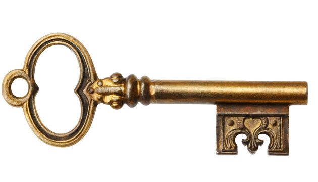vintage key - isolated on white background