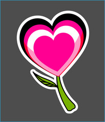 Fototapete - Y2k pink groovy heart flower. Groovy girly retro shapes. Psychedelic Distorted Vector Background in 1970s-1980s Hippie Retro Style for Print on Textile, Wrapping Paper, Web Design and Social Media. 