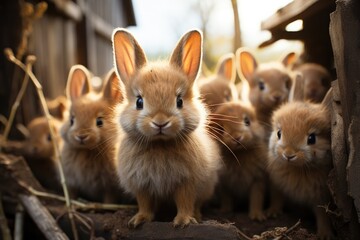 Little rabbits in farm
