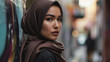 Portrait of a Young Muslim Woman wearing a Hijab - Copy Space