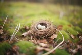 Fototapeta  - freshly built vole nest in early spring