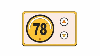 Poster - Thermostat regulator line 2D object animation. Saving energy indoors flat color cartoon 4K video, alpha channel. Optimum temperature controller. Turning down heat animated item on white background