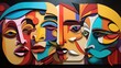 unity in diversity conceptual art of faces blended in harmony with bold and bright colors