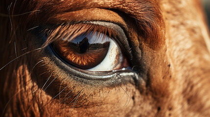 brown horse closeup macro eye daylight ai visual concept