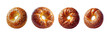 Set of Fresh breakfast bread bagel roll with seeds, isolated over on transparent white background.