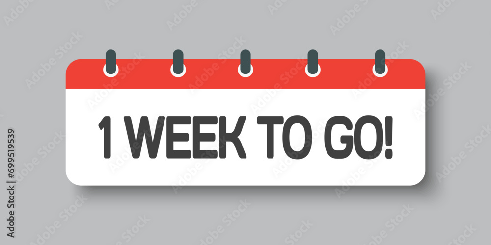 Countdown weekly calendar icon - 1 week to go Stock Vector | Adobe Stock