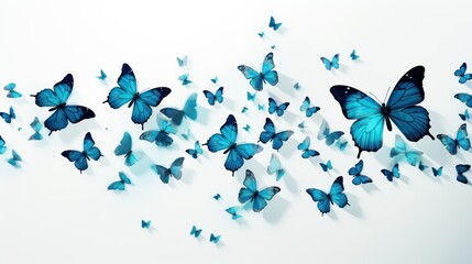 Wall Mural - 3D butterflies on a white background