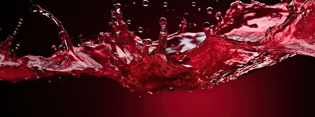 Wall Mural - Splashing red wine close up on red background