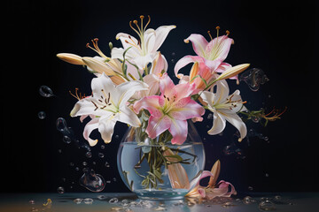 Wall Mural - Beautiful flowers in glass vase