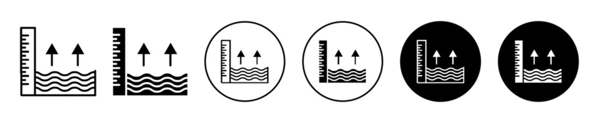 Poster - rising sea level measurement scale icon illustration vector logo