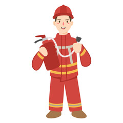 fireman professional equipment flat icons