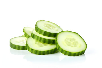 Wall Mural - Cucumber Slices Isolated on White
