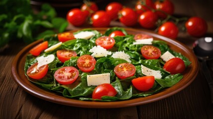 Poster - Spinach Salad with Tomatoes. Generative AI