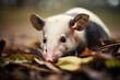 opossum digging through leaf litter