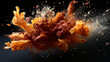 Freeze motion of spice explosion black background