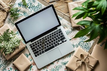 a laptop computer sitting on top of a table