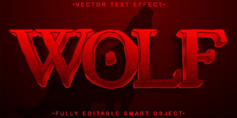 Poster - Red Wolf Vector Fully Editable Smart Object Text Effect