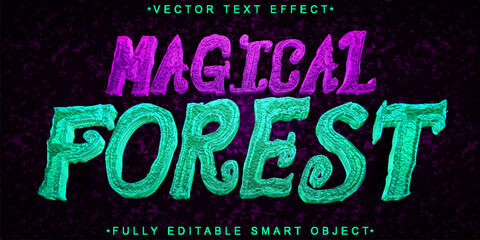 Poster - Shiny Magical Forest Vector Fully Editable Smart Object Text Effect