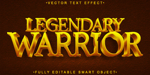 Poster - Medieval Golden Legendary Warrior Vector Fully Editable Smart Object Text Effect