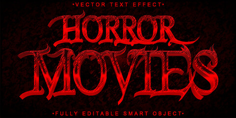 Poster - Red Horror Movies Vector Fully Editable Smart Object Text Effect